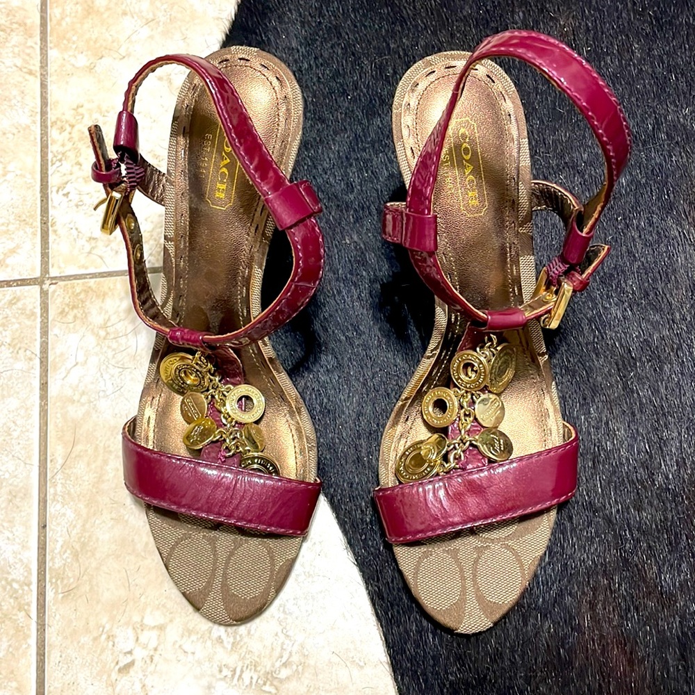 Purple Coach Patton leather and coined heals